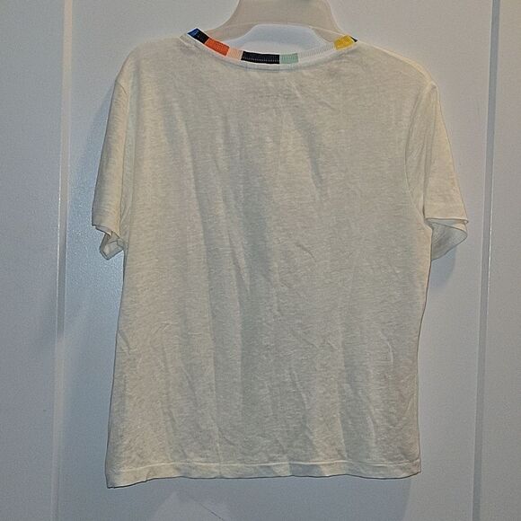 SPLENDID X Margherita Linen Color-block Trim Tee XS in Natural - Picture 6 of 6